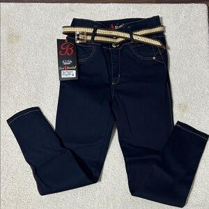 Women's Navy Skinny Jeans with Belt Colombian jeans